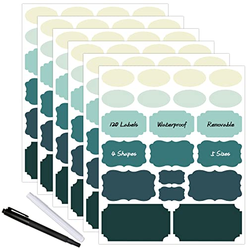 120pcs Colored Chalkboard Label Stickers with 2 Markers, Assorted Shapes Removable Waterproof Self-Adhesive Kitchen Write-on Labels for Food Storage Container Spice Jar Bottle Storage Bin - color: Colored Labels A(120 Pack)