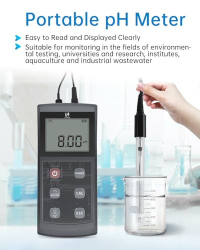 LOHAND Portable pH Meter with ATC, 0-14 Measuring Range, ±0.01 pH Accuracy | High Precision, Large Backlight Display, Digital pH Tester for Pool, Lab, Biomedicine, Aquarium, Hydroponics, Drinking Water