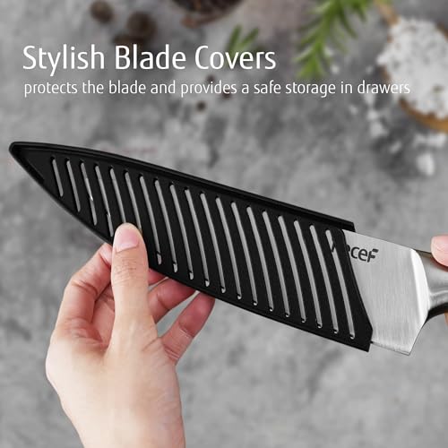 hecef Silver Kitchen knife set of 3, Satin Finish Blade with Hollow Handle, includes 8" Chef, 5" Utility and 3.5" paring knife - style: 3 PCS
