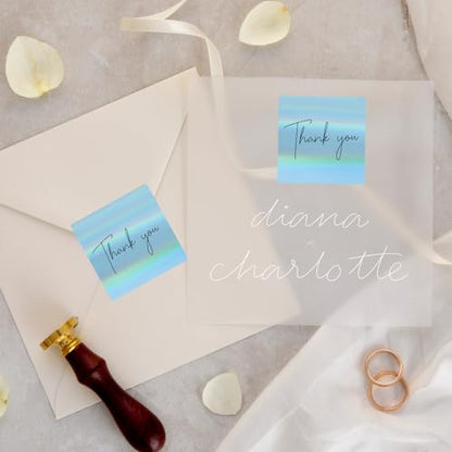 Square Thermal Labels Stickers 3" x 3", Holographic Thermal Stickers Labels, Glitter Self-Adhesive Direct Thermal Label for Small Business- Holographic Blue - color: Holographic Blue, size: 3 X 3 inch