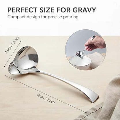 IMEEA 7-Inch Small Sauce Ladle with Pour Spout, 18/10 Stainless Steel Drizzle Spoon for Gravy, Dressing, Sauce, 2-Piece - size: 2 x Drizzle Spoon