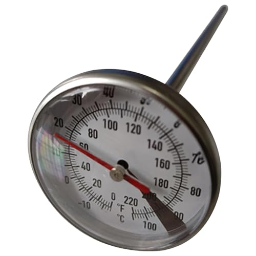 Water Thermometer for Tea Kettle Stainless Steel Water Temperature Thermometer with 1.4in Dial & 4in Probe Temperature Meter for Hot Liquid with Nut & Spacer