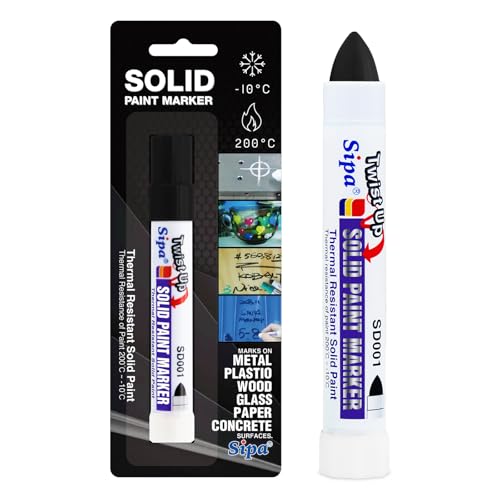 Sipa Permanent Solid Paint Markers, Twist Long-Lasting Paint Pens for Window, Wood,Metal and Glass Marker, 1 Pack (Black) - color: Black