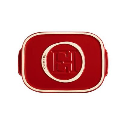 Emile Henry, Burgundy Cheese Storage Box/Serving Platter, 12 x 8 x 4.4in - color: Burgundy