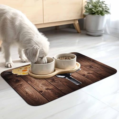 Wine Cheese Dish Drying Mat for Kitchen Counter, Drying Mats Super Absorbent Microfiber Kitchen Countertop Protector Dishes Pad 16"x24", Grapes Farmhouse Brown Wooden Plank - size: 24" x 16"