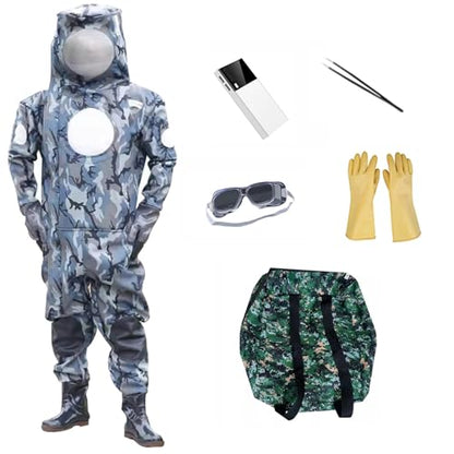 Bee Suit Beekeeper Suit Camo with Beekeeping Gloves,with Round Veil Full Body Beekeeping Suit