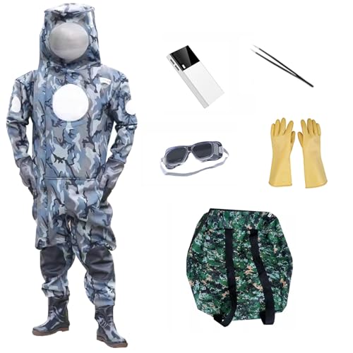 Bee Suit Beekeeper Suit Camo with Beekeeping Gloves,with Round Veil Full Body Beekeeping Suit