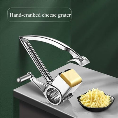 Manual Rotary Cheese Grater, 304 Stainless Steel Hand-Crank | Manual Cheese Grinder for Parmesan, Cheddar, Chocolate, Nuts & Vegetables