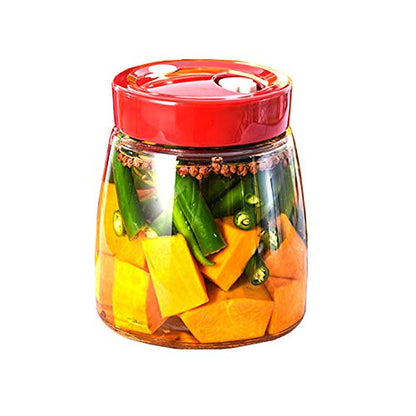 Tvoip Modern Fermenting Seal Storage Jar Transparent Glass Jars with Lid Kit/Honey Jam Fruit Cans Pickle Side Dish Tanks Tea Bottle Accessories (34OZ(1000ML)) - color: 34OZ(1000ML)