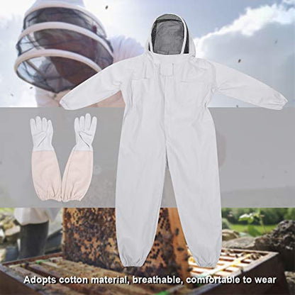Beekeeping Suit Cotton Beekeeper Suit Kit with Ventilated Hood and Gloves 3 Pockets Full Body Coveralls in L for Backyard Beekeepers Bee Farm Visits and Work (XL)