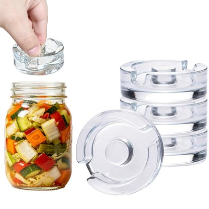 Fermentation Weight set of 4,Glass Fermenting Weights with Easy Grip Handle for Wide Mouth Mason Jars,Canning Weights for Home Pickling, Sauerkraut,Kimchi - style: Slotted(4 Pcs)