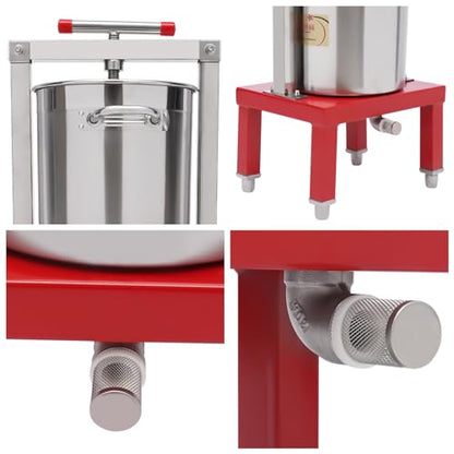 Fruit Wine Press 3.5 Gallon Stainless Steel 100% Nature Juice Making | Manual Juice Maker, Apple Grape Berry Vegetables Crusher, Olive Oil Cider Wine Making Press Machine - color: 3.5Gallon