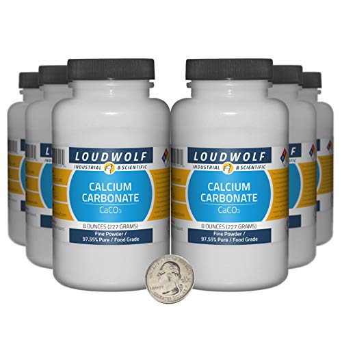 Calcium Carbonate / 3 Pounds / 6 Bottles / 97.55% Pure Food Grade/Fine Powder - size: 3 Pounds in 6 Bottles
