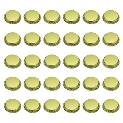 uxcell 60 Pcs Oxygen Absorbing Beer Bottle Caps, 32mm Pry Off Bulk Crown Caps Bottle Toppers for Soda Beer Wine Glass Bottles Home Brewing DIY Pendants or Craft Scrapbooks, Gold - color: Gold