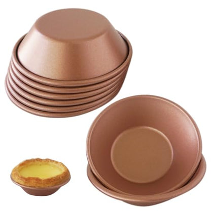 8 Pack Egg Tart Pans, Small Pie Tins, Nonstick Mini Egg Tart Mold, Reusable Quiche Baking Pans for Pies, Pastel de Nata, Cakes - 3 Inch, Gold - color: Gold