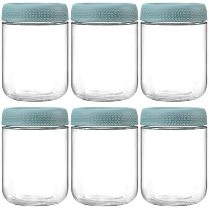 NETANY 6-pack 16oz Glass jars with Airtight Lids, Overnight Oats Containers with Lids, Wide mouth Mason Salad jars, Glass Food Storage Containers for Snacks Yogurt Spice Sugar - Green - color: Green-6pack-16oz