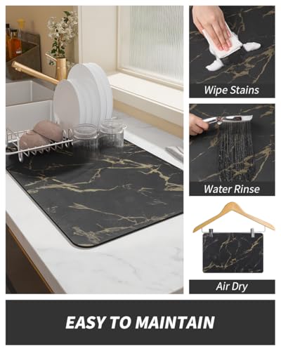 AMOAMI Coffee Mat Hide Stain Rubber Backed Absorbent Dish Drying Mat for Kitchen Counter - Fits Under Coffee Maker or Machine - size: 12"x19"