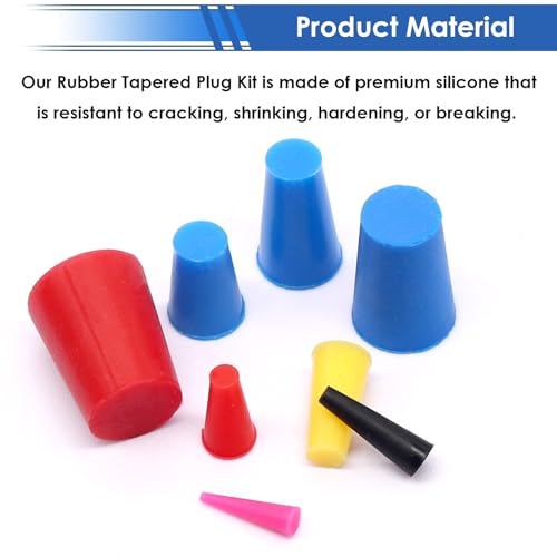 smseace 252Pack Rubber Plug 1/16 Inch to 5/8 Inch Rubber Stoppers 8-Sizes High Temp Silicone Plug for Coating, Round Hole, Painting Protection - size: 252Pcs