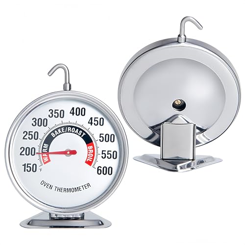 Oven Thermometer Extra Large 3" with Easy-Read Dial | 150-600F Pro Accurate Temp Gauge for Kitchen, Baking, Grill & Meat | Hang or Stand for Gas/Electric Ovens - size: Oven Thermometer-3 Inch