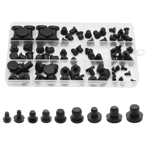 90Pcs Silicone Rubber Hole Plugs Set, Vacuum Caps Kit in 9 Sizes, Flexible Sealing Stoppers for Powder Coating, Bottles, Bathtub, Pipe & DIY Projects Multi-Purpose (Black) - color: 90pcs