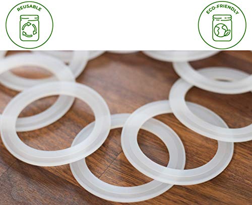 Platinum Silicone Sealing Gaskets for Leak Proof Mason Jar Lids | 10 Pcs Reusable Silicone Seal Gaskets Replacement for Plastic Mason Jar Lids, Mason Jar Rings (10 Pack, Regular Mouth) - size: Regular Mouth