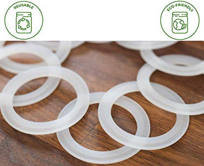 Platinum Silicone Sealing Gaskets for Leak Proof Mason Jar Lids | 10 Pcs Reusable Silicone Seal Gaskets Replacement for Plastic Mason Jar Lids, Mason Jar Rings (10 Pack, Regular Mouth) - size: Regular Mouth