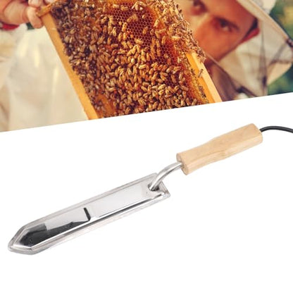 ZJchao Beekeeping Uncapping Knife Electric Honey Uncapping Knife Stainless Steel Hot Knife with Adjustable Heat for Efficient Honey Harvesting from Beehives Solid Wood Handle 14.2 x 25