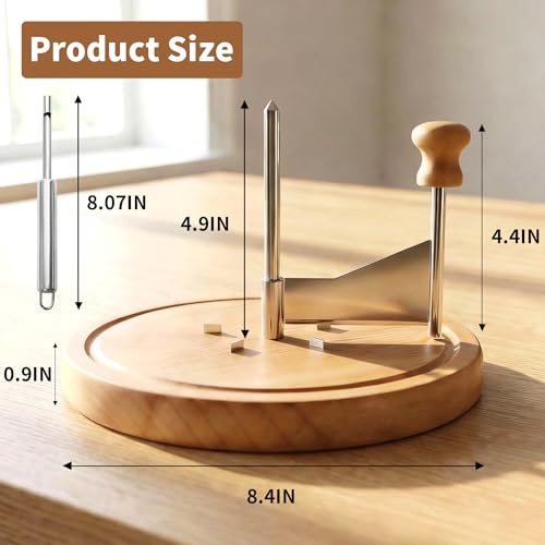 ZZXLLLO Girolle Cheese Curler Shaver Wheel – Stainless Steel Cheese Slicer Flower Maker Tool for Tête de Moine – Wood Base with Dome Lid, Sharp Blade, Hole Cutter, Gift Boxed - color: Wood