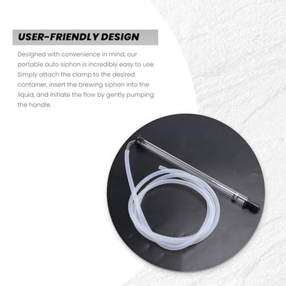 3/8In Auto Siphon Set Kit with Clamp 6.5' Ft Hose Bottling Siphoning Set Kit with Food Grade Free Plastic Tubing for Beer