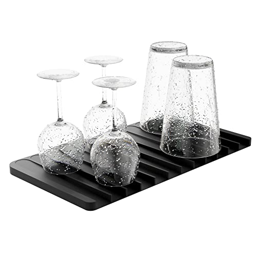 Kraus Self-Draining Silicone Dish Drying Mat or Trivet for Kitchen Counter in Black, KDM-10BL - color: Black, style: Drying Mat
