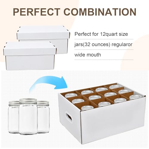 3 Pcs White Canning Jar Storage Boxes, Fits 32 oz Regular or Wide Mouth Jars, 12 Cells, Mason Jar Organizer - color: 3pcs White