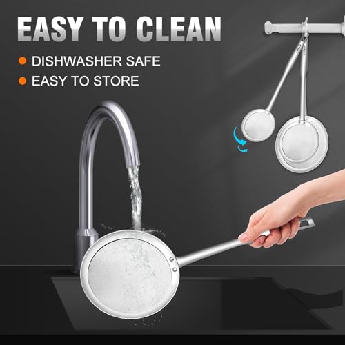 Walfos Fat Skimmer Spoon, 304 Stainless Steel Fat skimmer For Cooking, 3", 4" & 5 inch fine mesh skimmer, Food Strainer Fit For Separation Of The Floating Foam, Fat, Grease, Set of 3 - size: 3 pcs 3+4.1+5.2 inch Skimmer