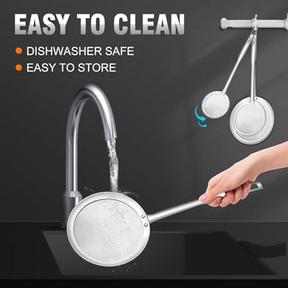 Walfos Fat Skimmer Spoon, 304 Stainless Steel Fat skimmer For Cooking, 3", 4" & 5 inch fine mesh skimmer, Food Strainer Fit For Separation Of The Floating Foam, Fat, Grease, Set of 3 - size: 3 pcs 3+4.1+5.2 inch Skimmer