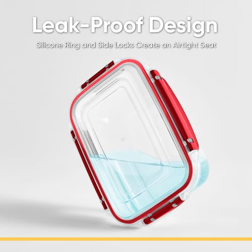 Superio Plastic Food Storage Container with Airtight Lid- 80 Oz, BPA Free, Leakproof, Stackable, Microwave, Dishwasher and Freezer Safe, Red - color: Red
