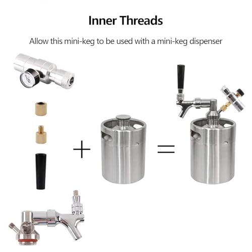 Mini Keg Growler Keg Kit System with Mini Keg Regulator to Carbonate Draft Beer and Keep Beer Fresh for Homebrew Craft and Draft Beer(5L) - size: 5L