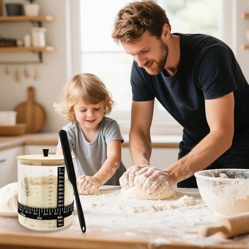 50oz Sourdough Starter Jar, Wide Mouth Sourdough Jar, Large Capacity Sourdough Bread Starter Kit with Lid, Band, Date Tracker, Temp, Sourdough Starter Kit for Sour Dough (1 Pack) - size: 50 Ounce (Pack of 1)