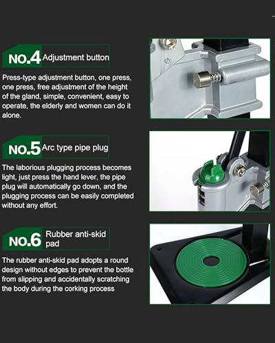 20-46.5cm Height Adjustable Manual Bottle Cap Press with Pad, 26-29mm Bench Capper for Homebrew Beer and Soft Drinks