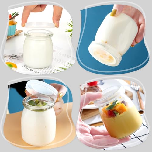 100Pcs Yogurt Jar Lids Set, Yogurt Container Lids Clear Plastic, Reusable Replacement Food Storage Lids for Yogurt Jar Sealing Rings Wide Mouth Storage(2.6inch) - color: White-100
