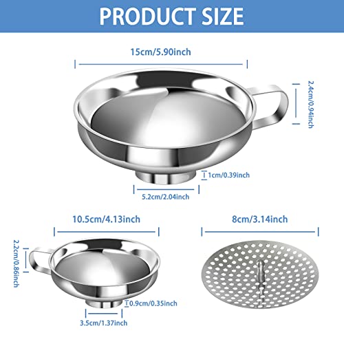 Stainless Steel Canning Funnel Set - Wide Mouth Funnel for Mason Jars, 2 Pack (Small and Large)