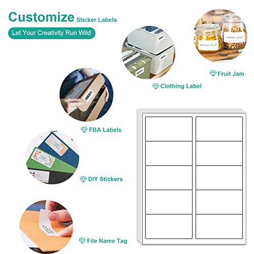 MFLABEL 2x4 Shipping Labels - 25 Sheets (250 Labels) for Laser & Inkjet Printers, 10-UP FBA Address Stickers, Matte White Self-Adhesive Mailing Labels for Packages, Boxes, envelopes - size: 2" x 4" (10-up), style: 25 Sheets