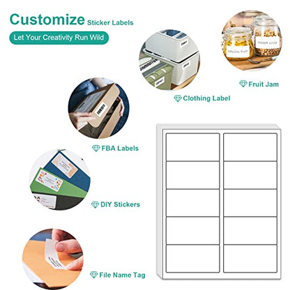 MFLABEL 2x4 Shipping Labels - 25 Sheets (250 Labels) for Laser & Inkjet Printers, 10-UP FBA Address Stickers, Matte White Self-Adhesive Mailing Labels for Packages, Boxes, envelopes - size: 2" x 4" (10-up), style: 25 Sheets