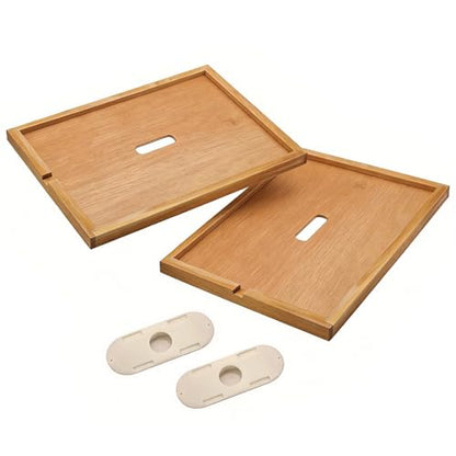 2PCS Beehive Inner Cover for 10 Frame Hive Box, Beeswax-Coated Ventilated Inner Cover, Bee Hive Screen Inner Cover, Compatible with 10 Frame,All Beginners and Professional Beekeepers (2)