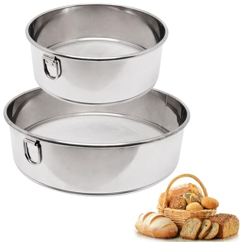 Flour Sifter for Baking 2 Pack, Round Flour Sifter Stainless Steel 6 Inch 60 Mesh and 8 Inch 40 Mesh Sieve Fine Meshs Flours Sieve Set for Baking Cake Bread Pastries - size: 6in 60 Mesh & 8in 40 Mesh