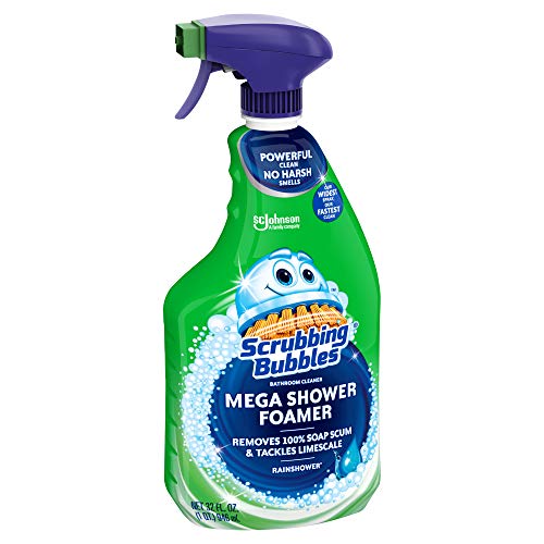 Scrubbing Bubbles Mega Bathroom and Shower Cleaner Spray, Foaming Action Removes Limescale and Soap Scum, Rainshower Scent, 32oz (Pack of 2) - size: 32 Fl Oz (Pack of 2)