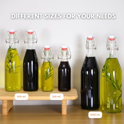 FastRack Swing Top Glass Bottles |33 oz – Pack of 6 | Clear Flip Top Glass Bottles for Home Brewing, Carbonated Drinks, Kombucha, Fermentation, Water | Food Grade – ECO Friendly - size: 6 Pack