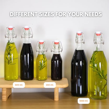 FastRack Swing Top Glass Bottles |33 oz – Pack of 6 | Clear Flip Top Glass Bottles for Home Brewing, Carbonated Drinks, Kombucha, Fermentation, Water | Food Grade – ECO Friendly - size: 6 Pack