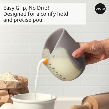 OTOTO Penny Penguin Silicone Measuring Cups for Cooking - 500ml Cute Measuring Cups for Baking, BPA-Free, Microwave Safe, Penguin Gifts, Cute Kitchen Accessories, Funny White Elephant Gifts - style: Penny