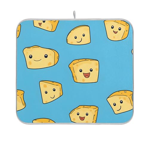 Cheese Dish Drying Mat Decor for Kitchen Counter, Absorbent Drainer Pad Protector Dish Drying Pad for Dishes, Utensils, Pots and Pans - size: 16x18 inch