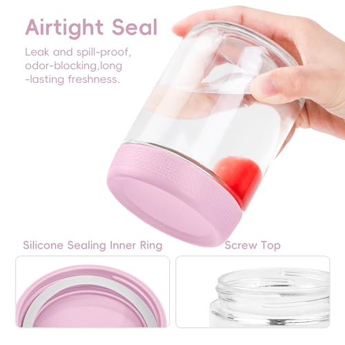 Gemice 6-Pack 16 oz Overnight Oats Containers with Lids and Silicone Sleeves, Glass Mason Jars with Airtight Lid, Dishwasher Safe, Wide Mouth Chia Seed Pudding Meal Prep Jar for Yogurt Berries Snack - color: Purple, size: 16oz, 6-Pack