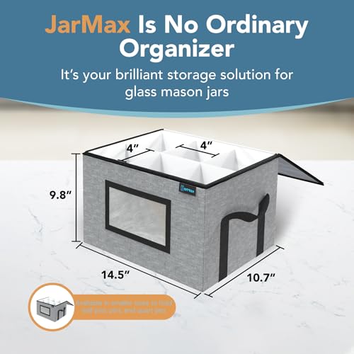 64 oz 1/2 Gallon jars Storage Containers, Sturdy Canning Jar Storage Containers Holds 6 64oz Ball Mason Jars, Foldable Canning Organizer, Stackable Home Storage Box with Lid & Label holder - size: Half Gallon